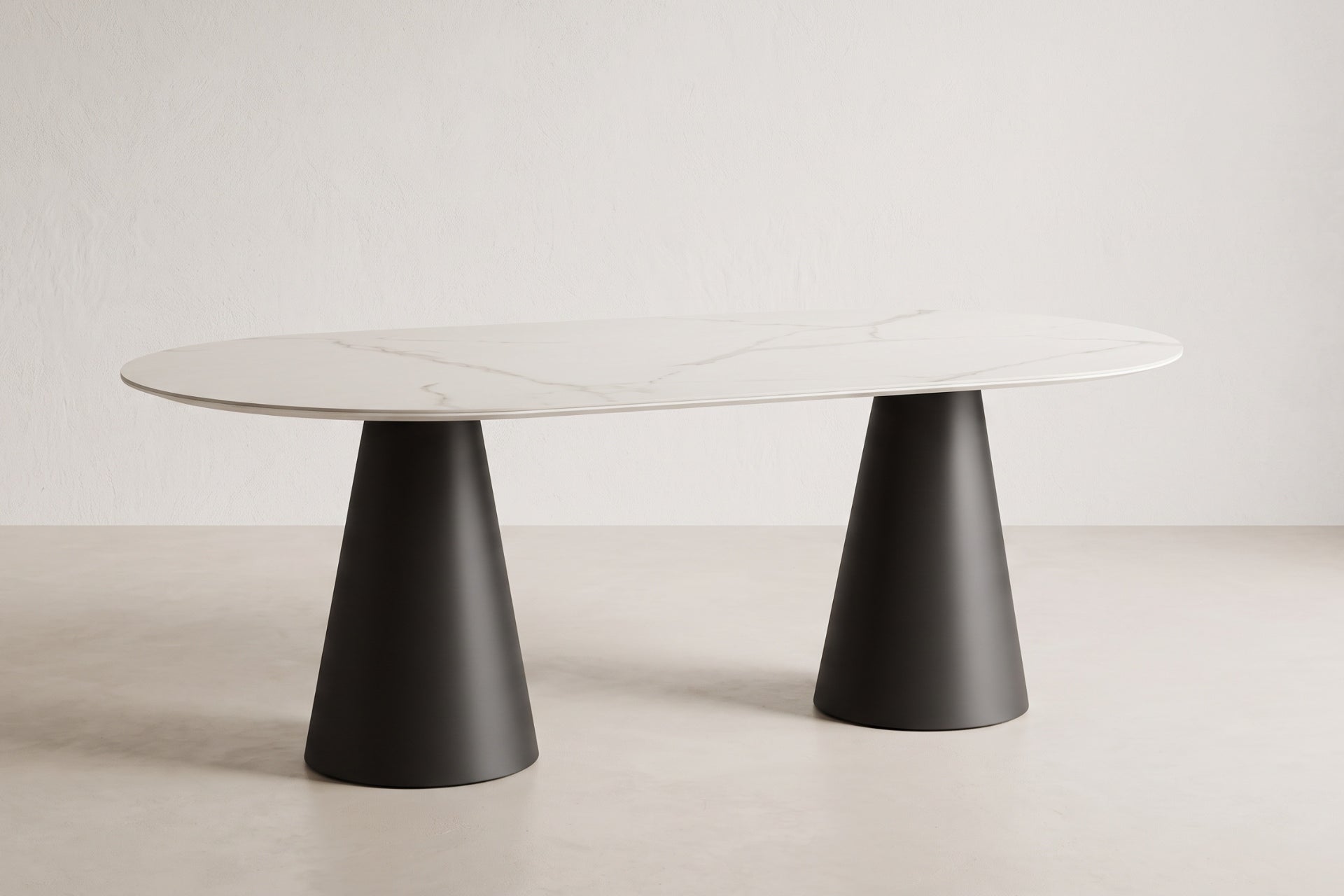 Porcelain Ceramic Tabletop Conical Metal Leg
