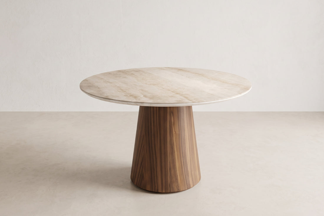 Porcelain Ceramic Table Top Wooden Conical Leg