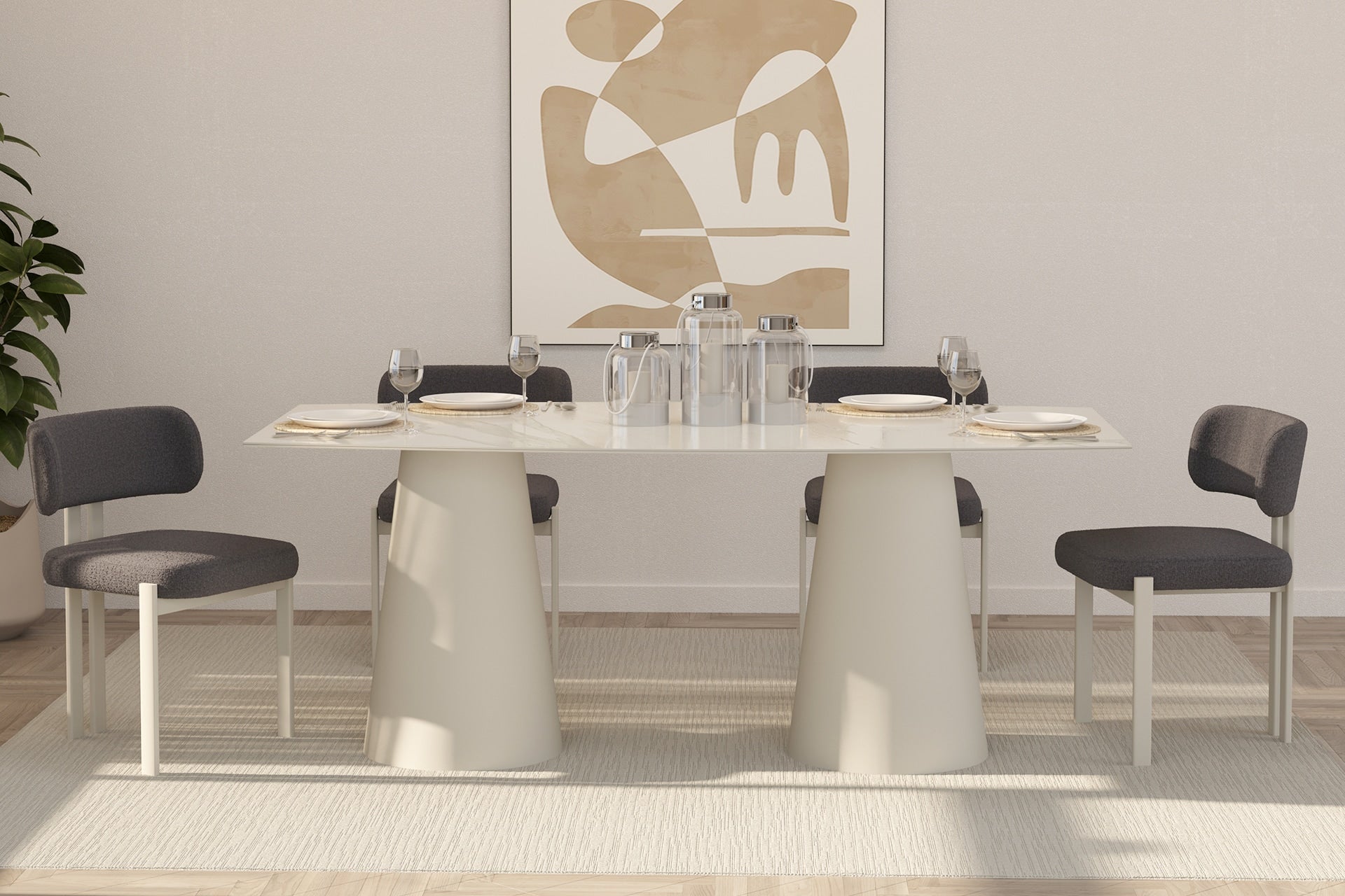 Kano Albatros Tabla Konik Tek Taş Masa Takımı