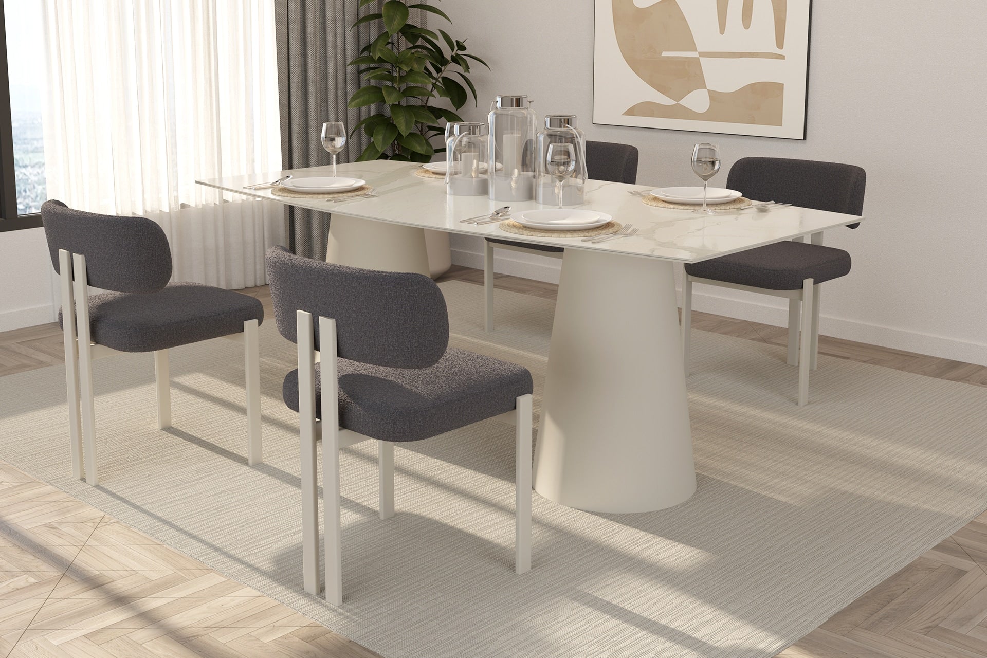 Kano Albatros Tabla Konik Tek Taş Masa Takımı