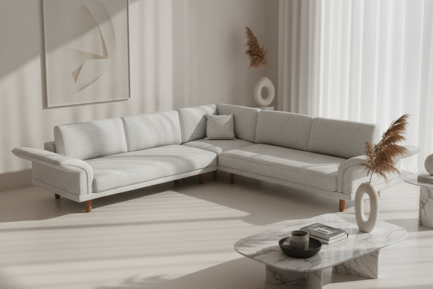 Mida Koltuk Açık Gri Ahşap Torna Ayak