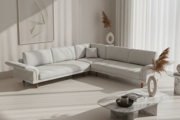 Mida Koltuk Açık Gri Ahşap Torna Ayak