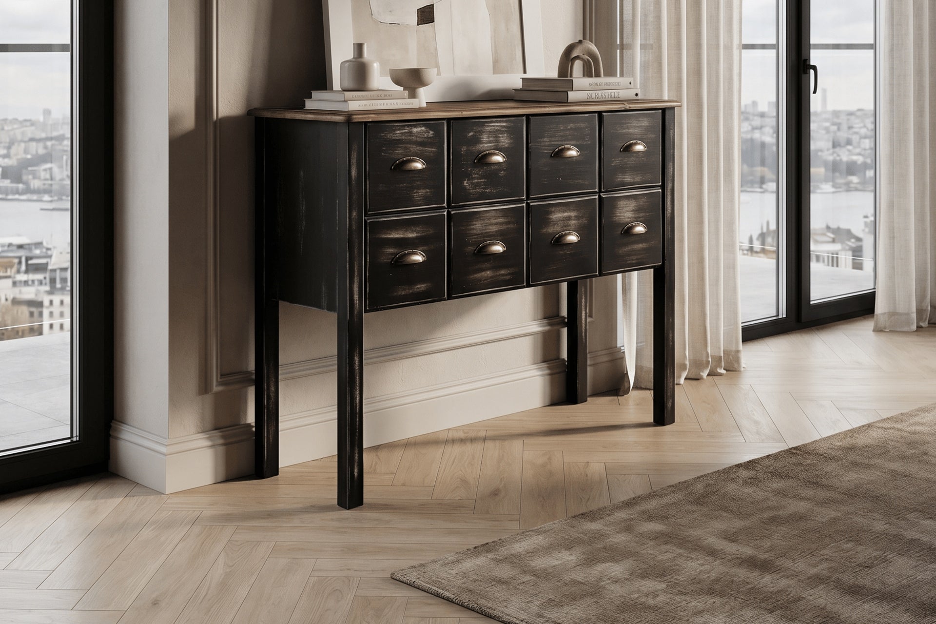 Salt 8-Drawer Black Dresser