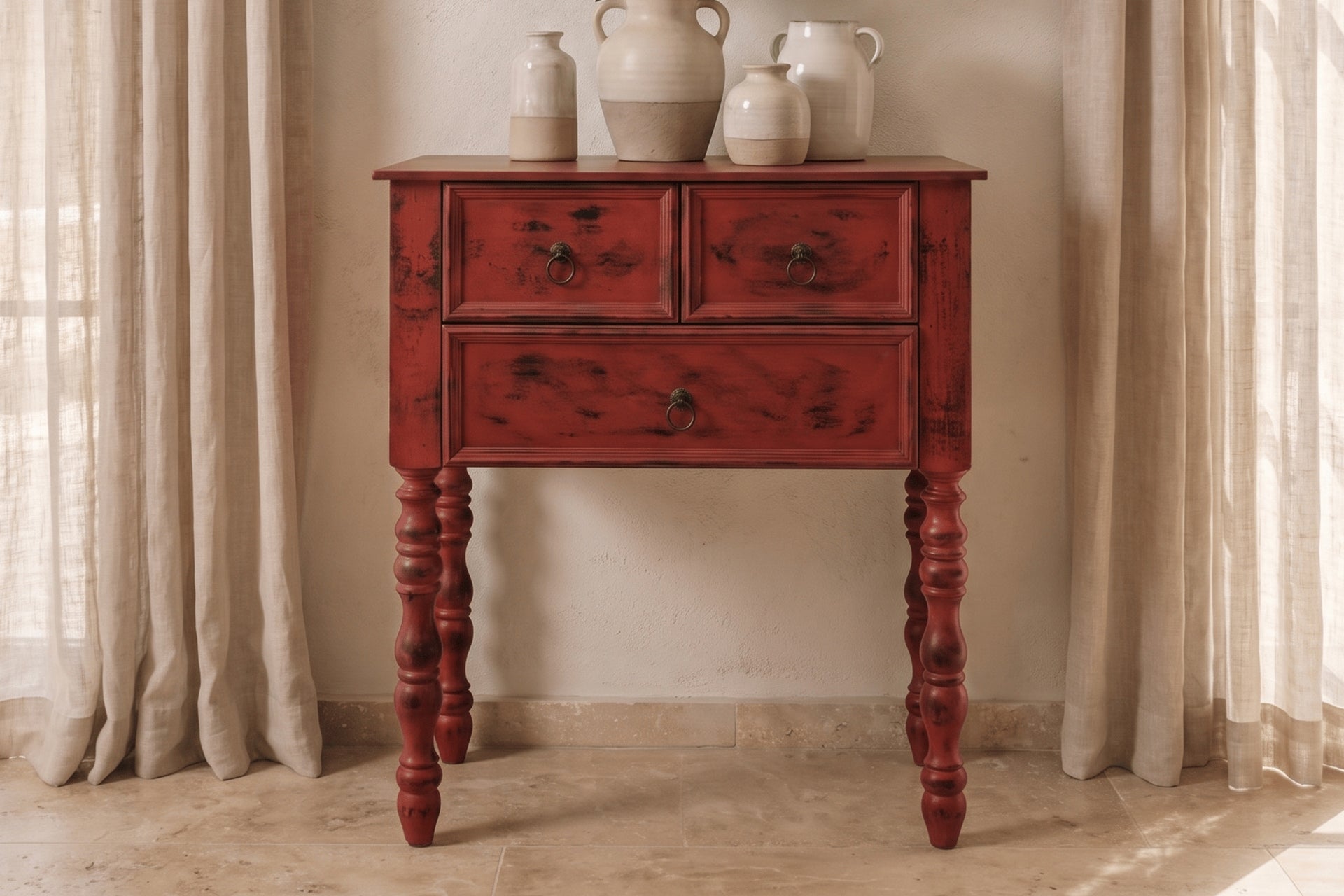 Salt Mini Red Distressed Console Table