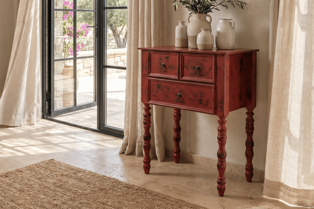 Salt Mini Red Distressed Console Table