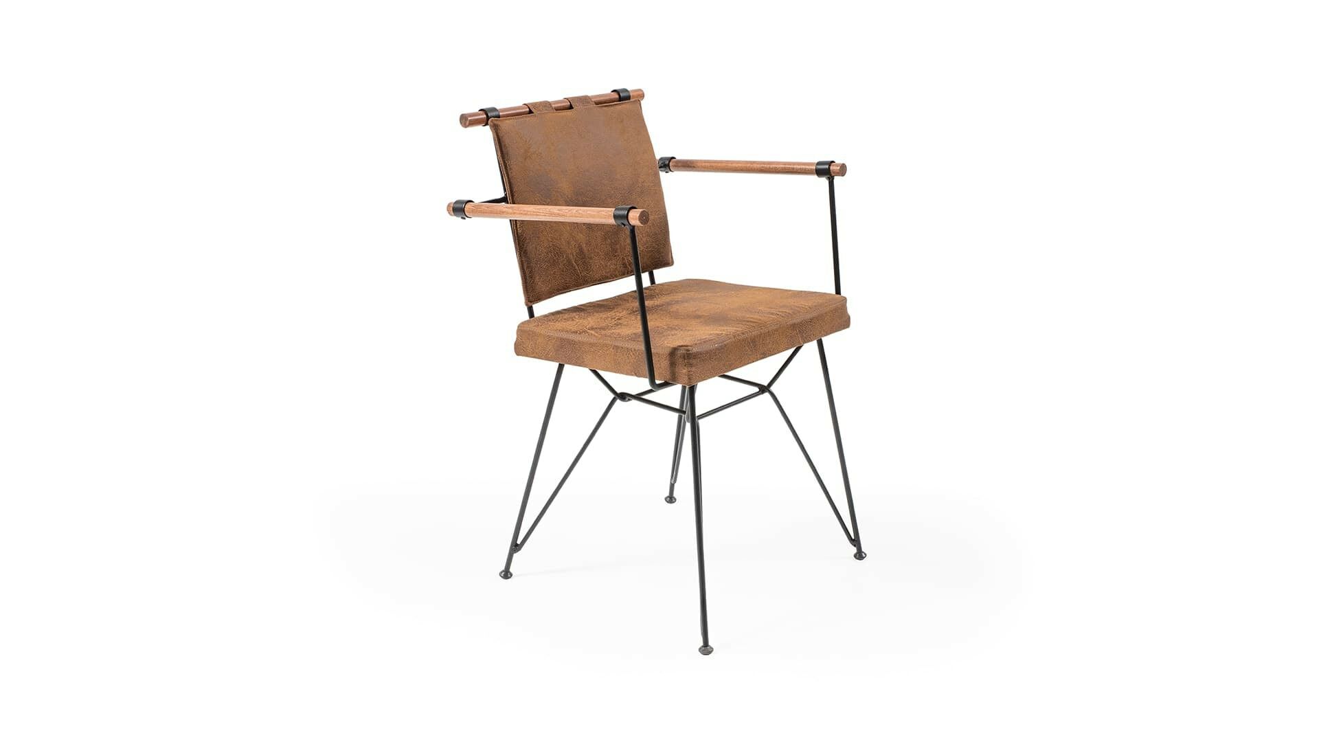 Loft Metal Sandalye Ahşap Kollu